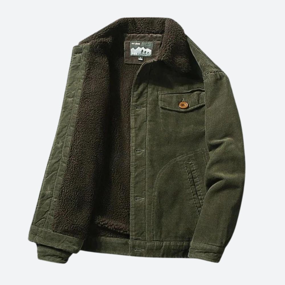 VogeLuxe | Men’s Modern Corduroy Sherpa Lined Trucker Jacket