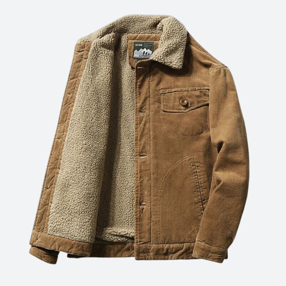 VogeLuxe | Men’s Modern Corduroy Sherpa Lined Trucker Jacket