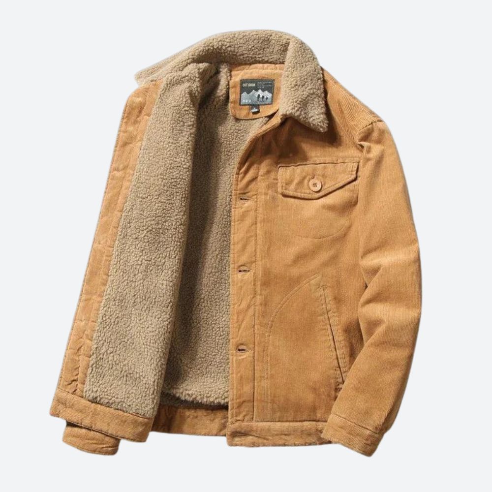 VogeLuxe | Men’s Modern Corduroy Sherpa Lined Trucker Jacket