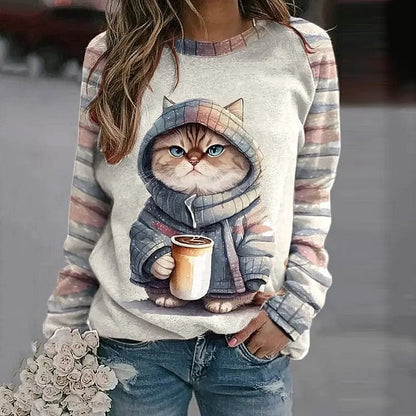 Comfy Cat Sweatshirt - Fun Winter Pullover - VogeLuxe