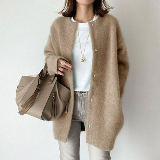 Warm Women's Thick Cable Knit Button Cardigan - BritishElegance