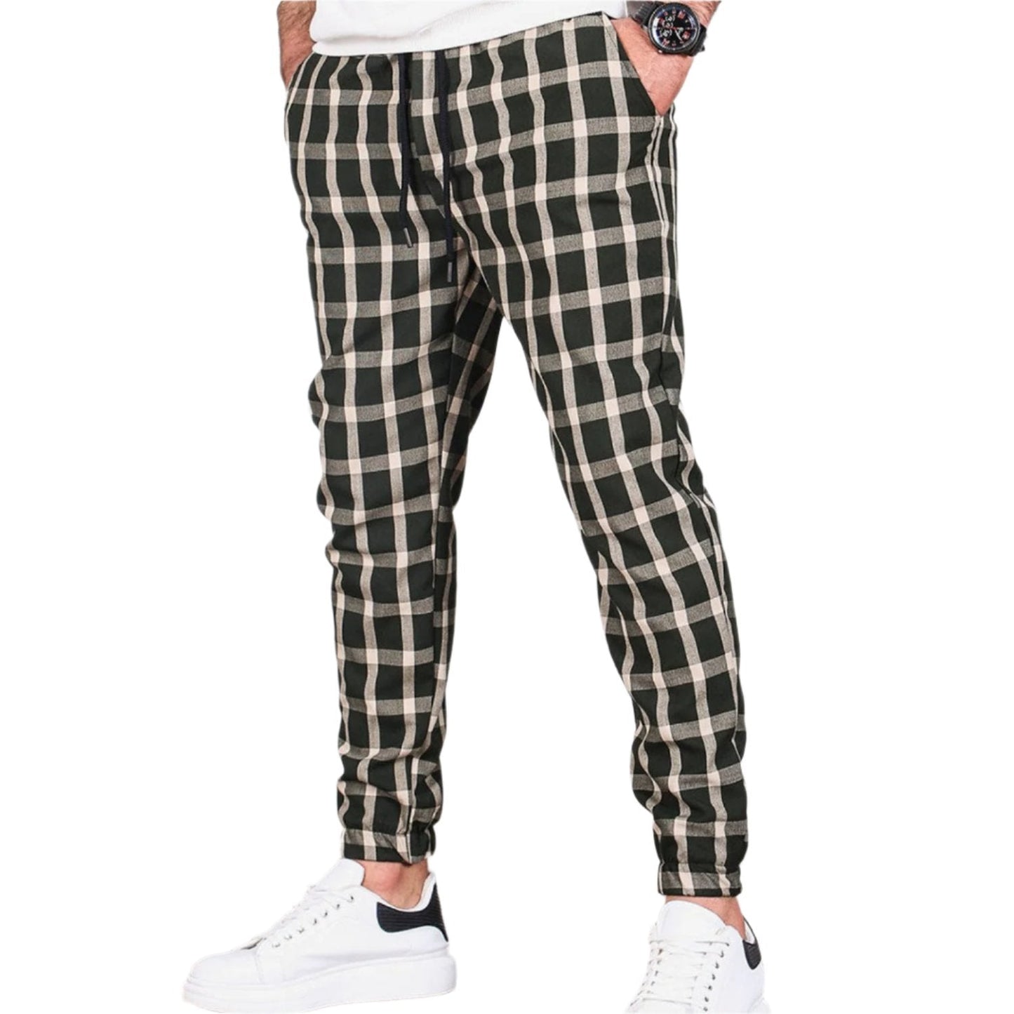 Relaxed Fit Plaid Trousers for Men - VogeLuxe