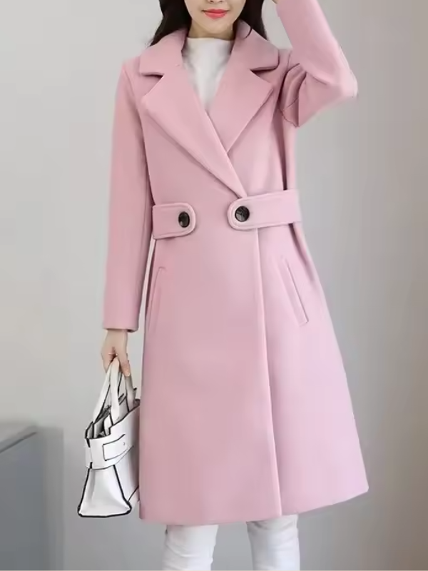 Warm Women's Waisted Mid Length Coat