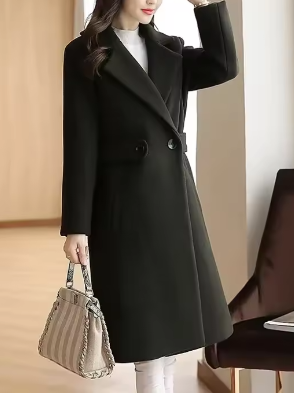 Warm Women's Waisted Mid Length Coat