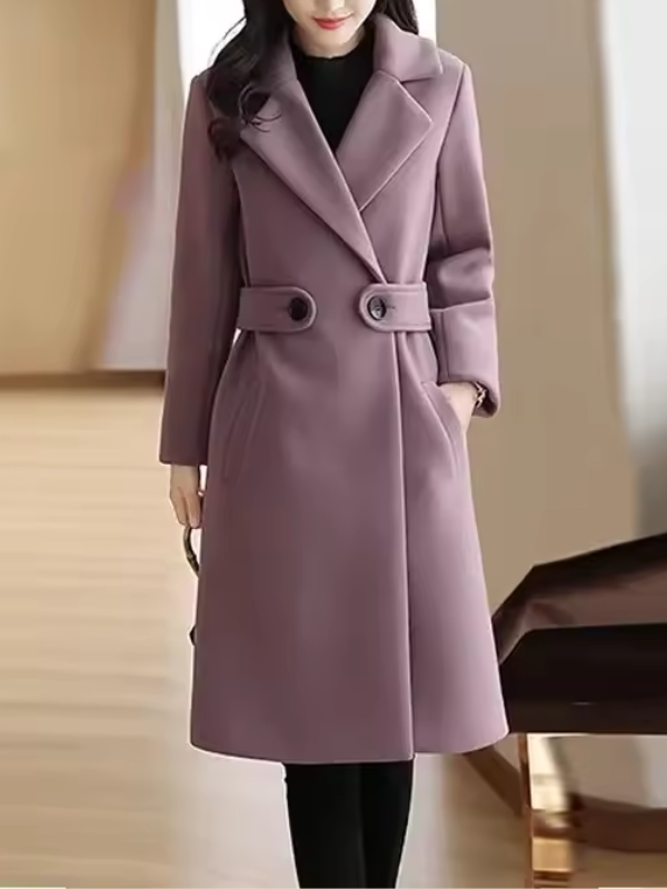 Warm Women's Waisted Mid Length Coat