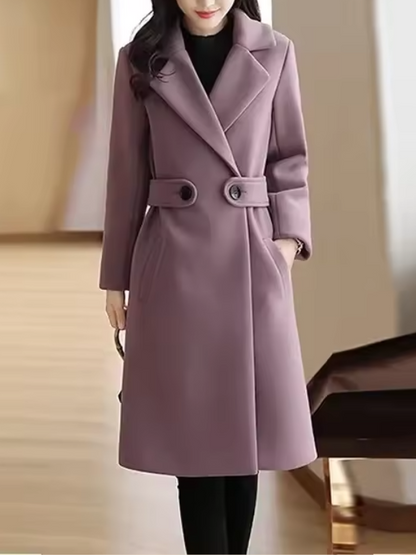Warm Women's Waisted Mid Length Coat