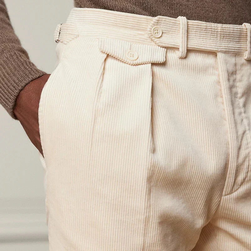 Men's Classic Corduroy Pants High Waist Straight Leg Fit