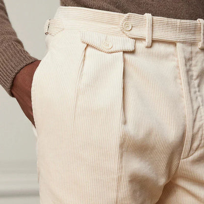 Men's Classic Corduroy Pants High Waist Straight Leg Fit