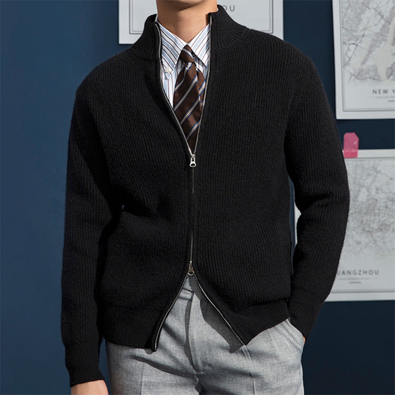 Men's Classic Zipper Crew Neck Knit Sweater