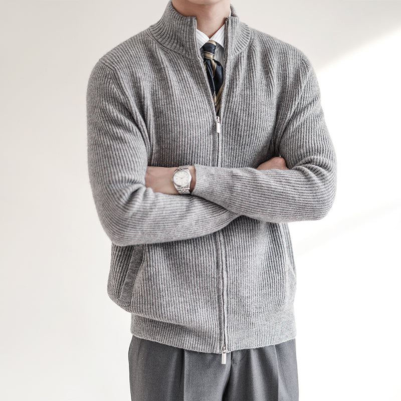 Men's Classic Zipper Crew Neck Knit Sweater