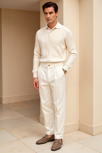 VogeLuxe | Men’s Textured Polo Collar Shirt