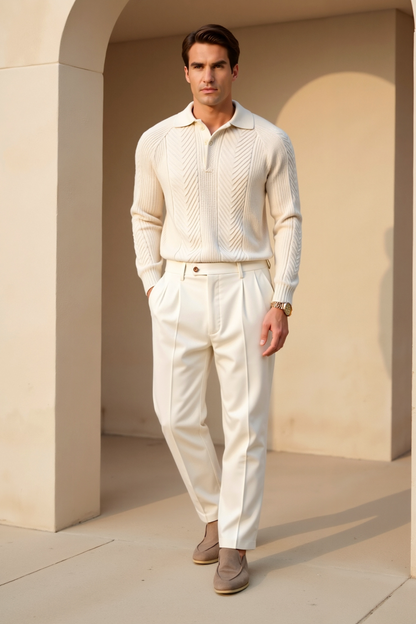 VogeLuxe | Men’s Textured Polo Collar Shirt