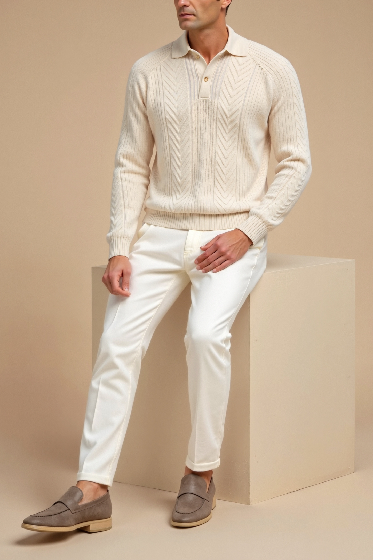 VogeLuxe | Men’s Textured Polo Collar Shirt