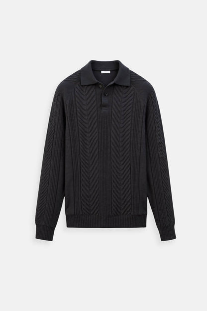 VogeLuxe | Men’s Textured Polo Collar Shirt