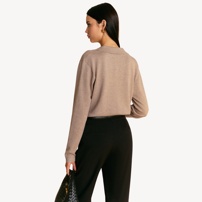 VogeLuxe | Women’s V-Neck Knit Polo Sweater