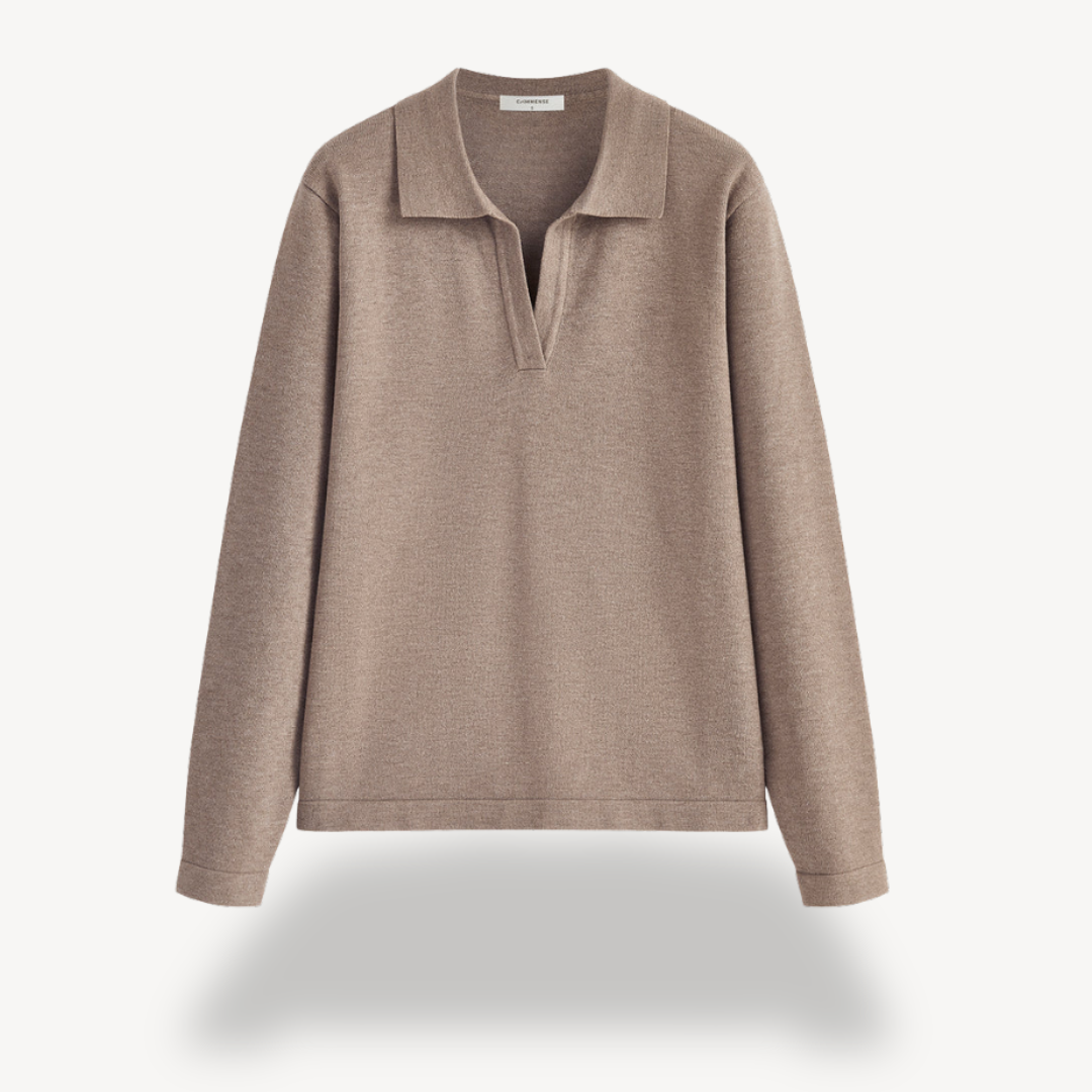 VogeLuxe | Women’s V-Neck Knit Polo Sweater