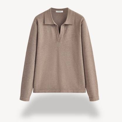 VogeLuxe | Women’s V-Neck Knit Polo Sweater