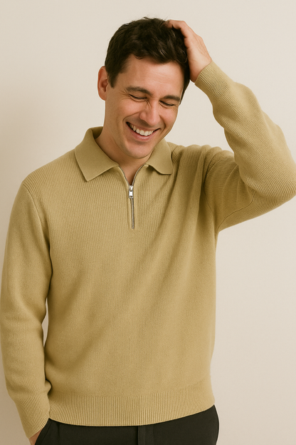 VogeLuxe | Men’s Casual Half Zip Knit Sweater