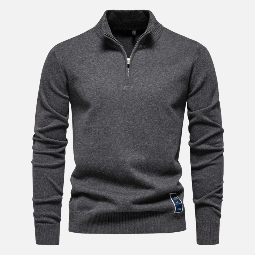 Knit Sweater - Quarter Zip Neck & Smooth Layering Fit
