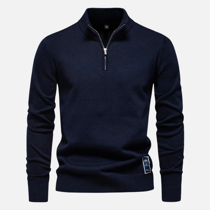 Knit Sweater - Quarter Zip Neck & Smooth Layering Fit