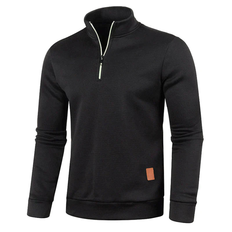 Knit Sweater – Structured Polo Collar & Heat Retention