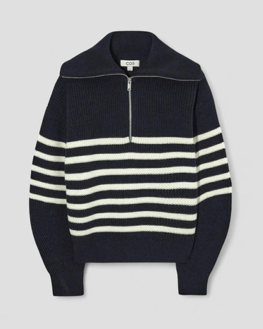 Knitted Zip Neck Cashmere Jumper for Women