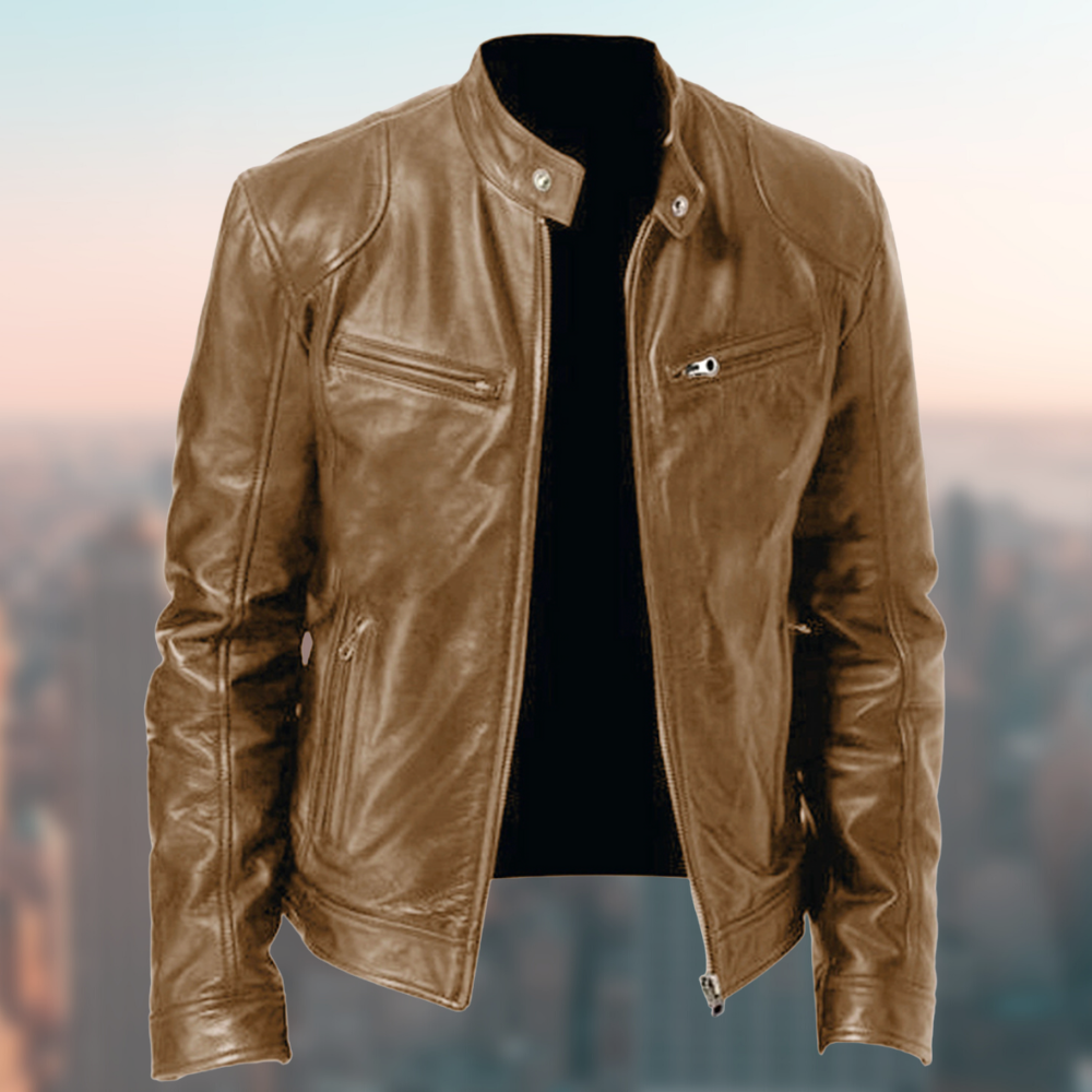 Sustainable Men's Leather Vintage Coat - VogeLuxe