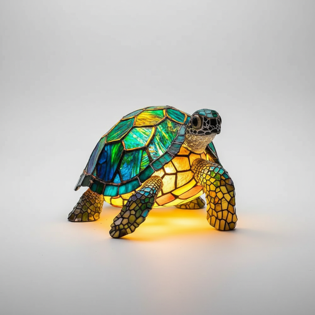 Colorful Stained Glass Animal Table Lamp