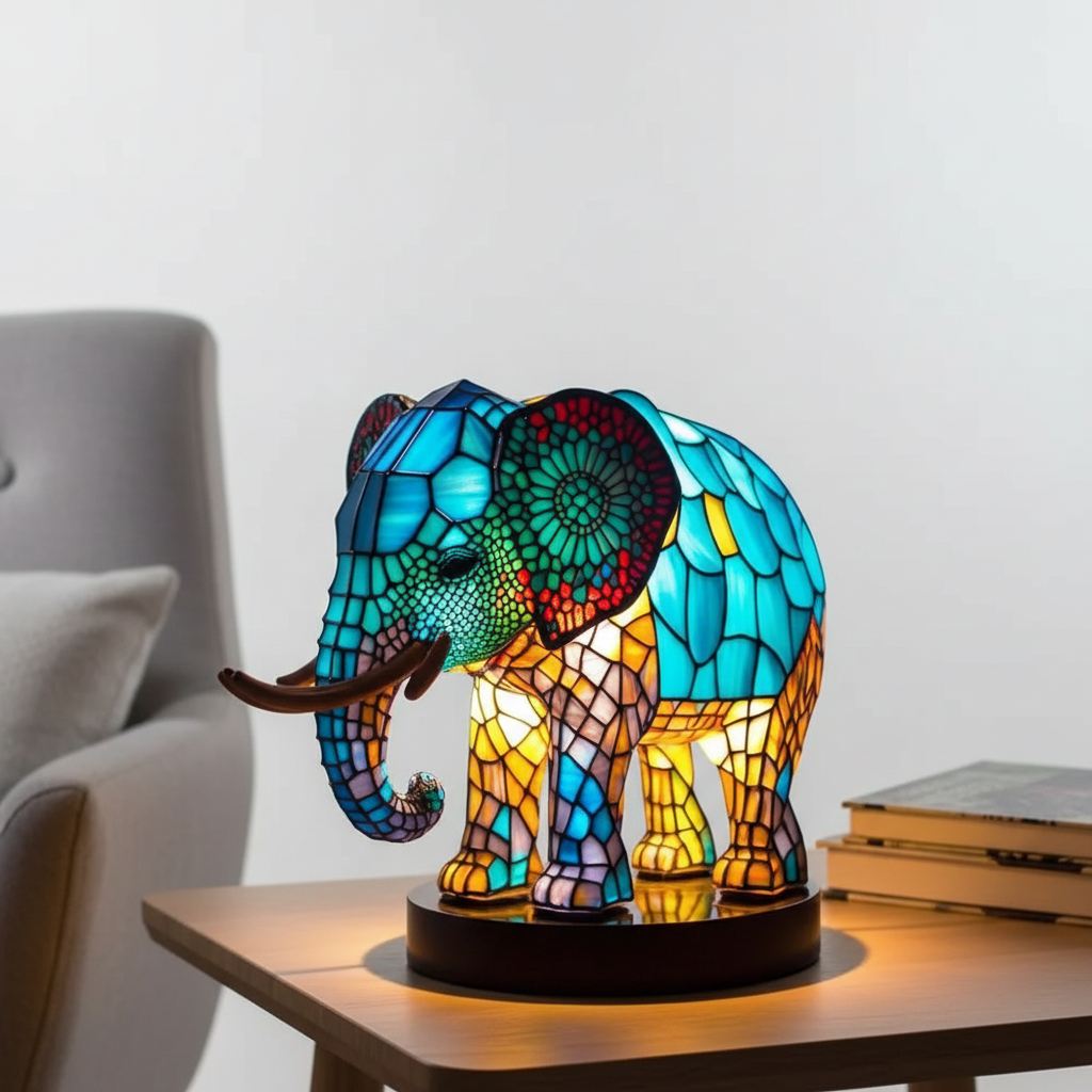 Colorful Stained Glass Animal Table Lamp