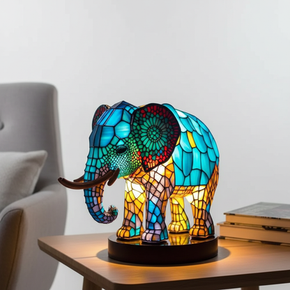 Colorful Stained Glass Animal Table Lamp