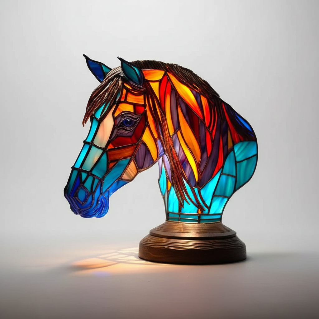 Colorful Stained Glass Animal Table Lamp
