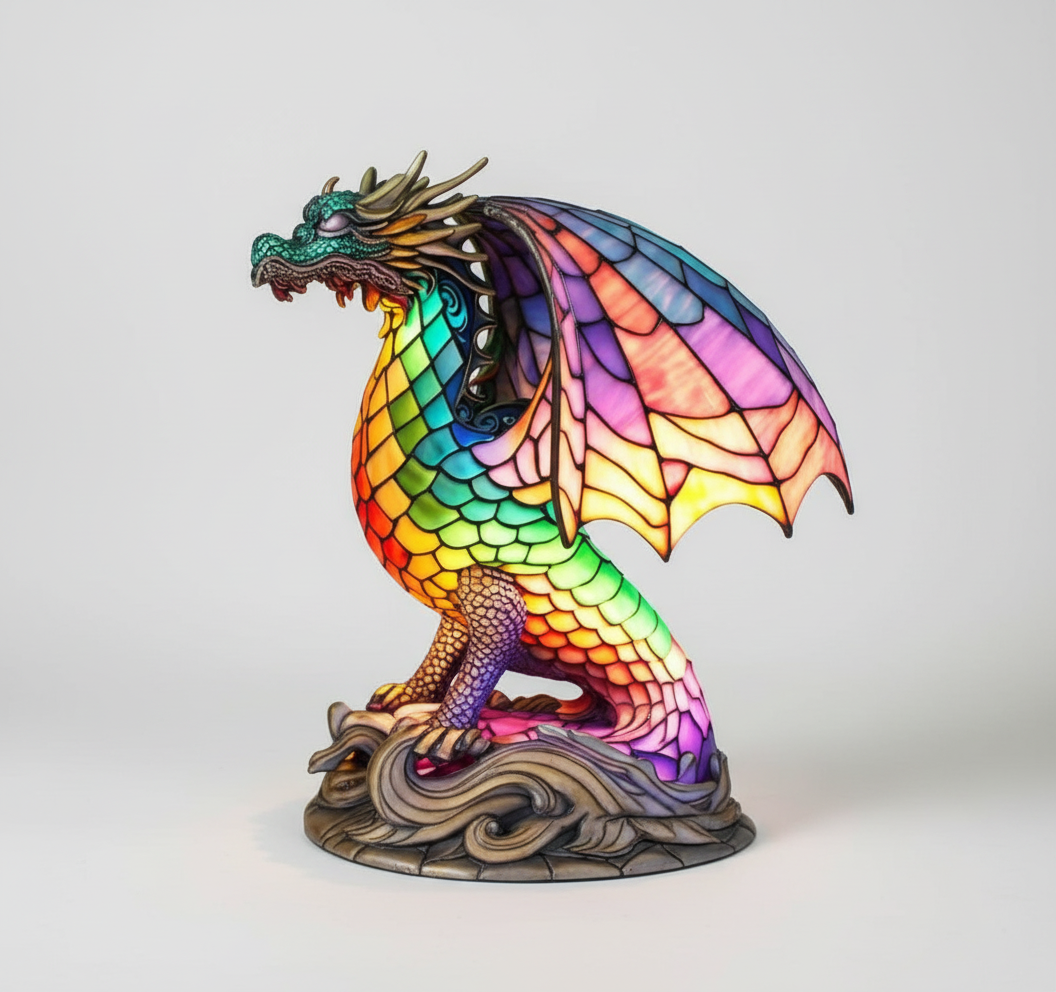 Colorful Stained Glass Animal Table Lamp