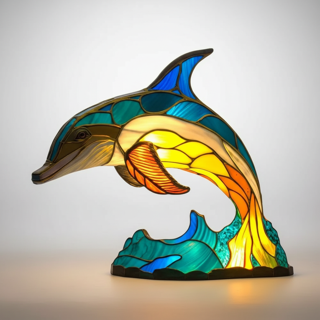 Colorful Stained Glass Animal Table Lamp