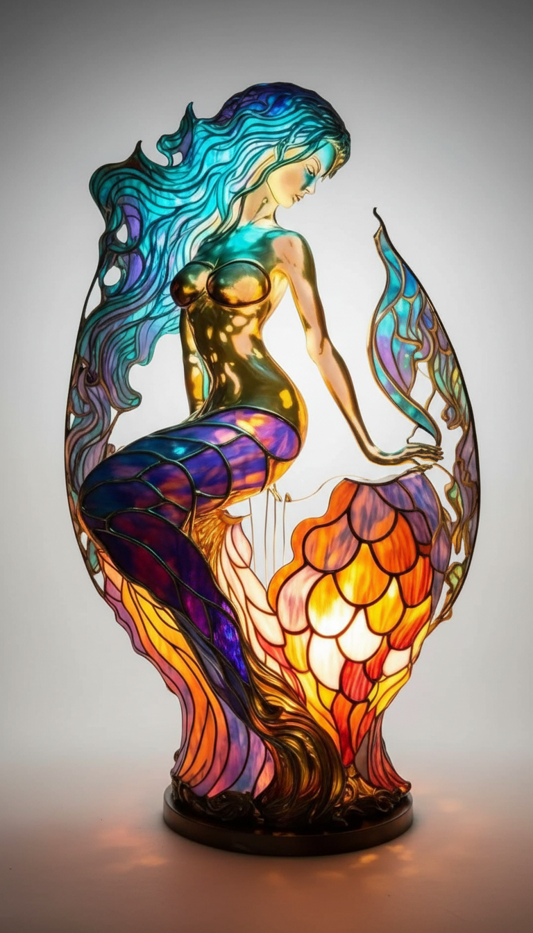 Colorful Stained Glass Animal Table Lamp