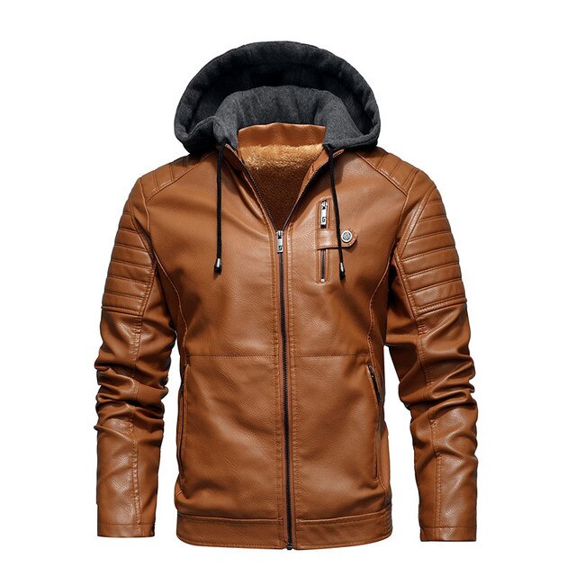 Sustainable Men's Leather Coat With Hood