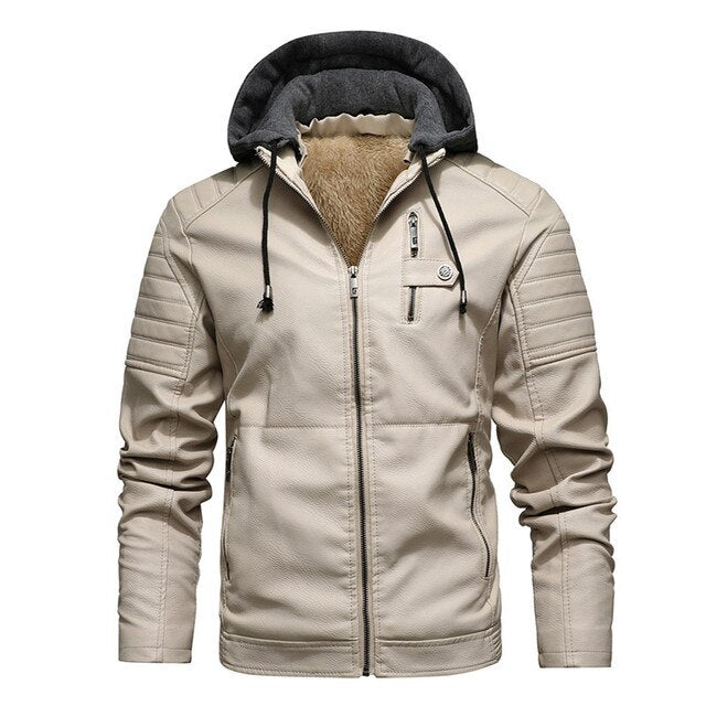 Sustainable Men's Leather Coat With Hood