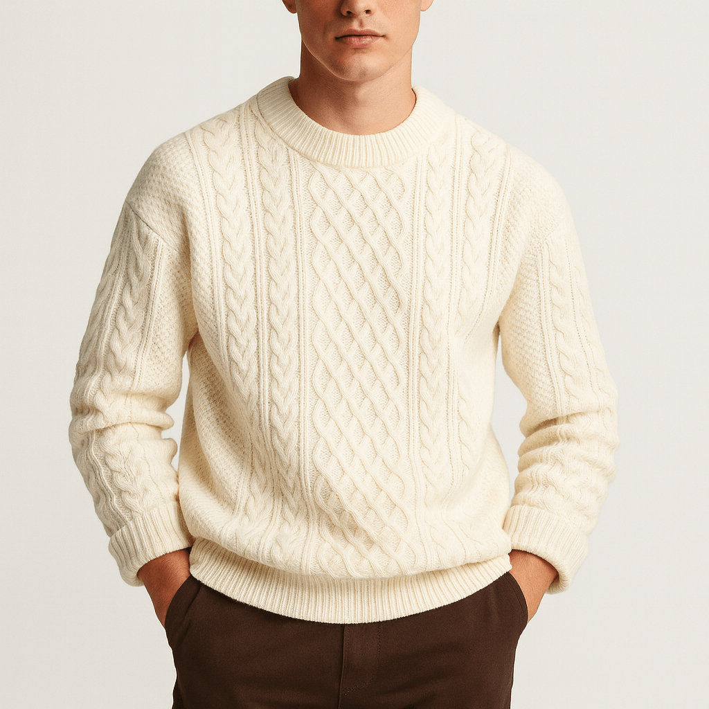 LUXEOUTFIT | Cable Knit Crew Neck Jumper 1