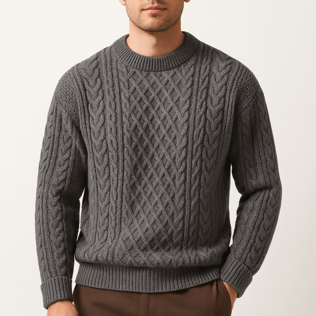 LUXEOUTFIT | Cable Knit Crew Neck Jumper 6