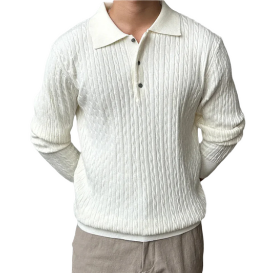 LUXEOUTFIT | Cable Knit Polo Sweater 0
