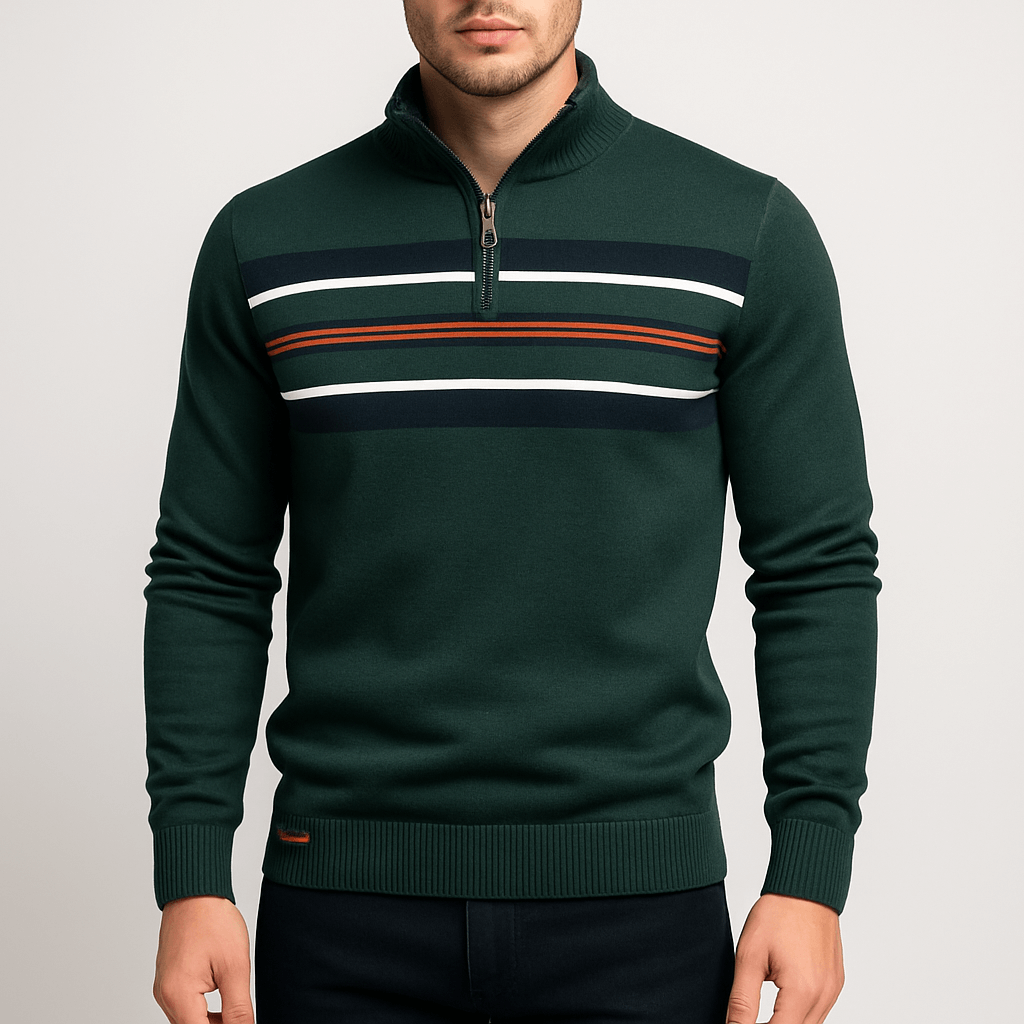 LUXEOUTFIT | Half-Zip Striped Jumper 0