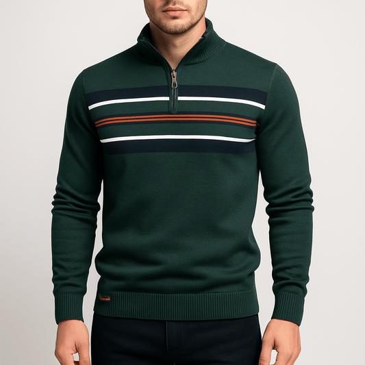 LUXEOUTFIT | Half-Zip Striped Jumper 0