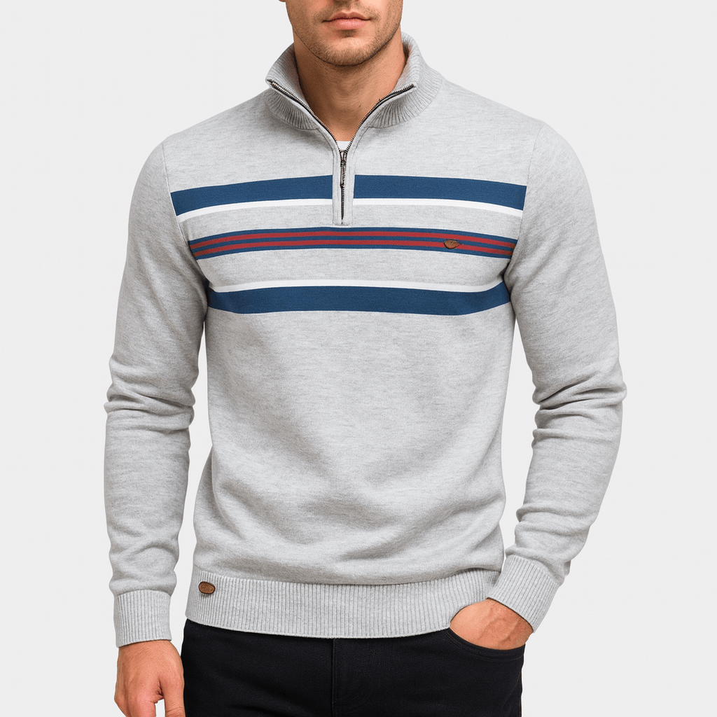 LUXEOUTFIT | Half-Zip Striped Jumper 1
