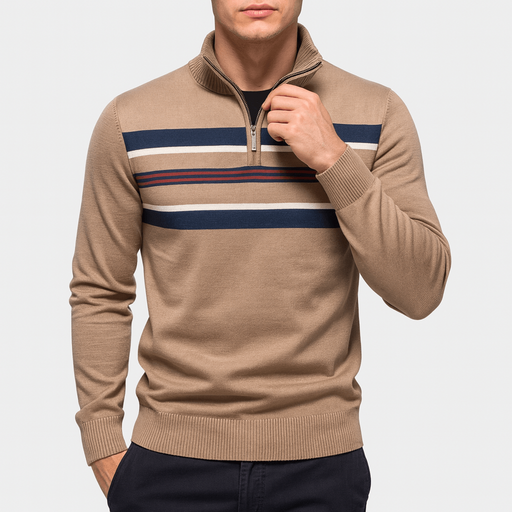 LUXEOUTFIT | Half-Zip Striped Jumper 2
