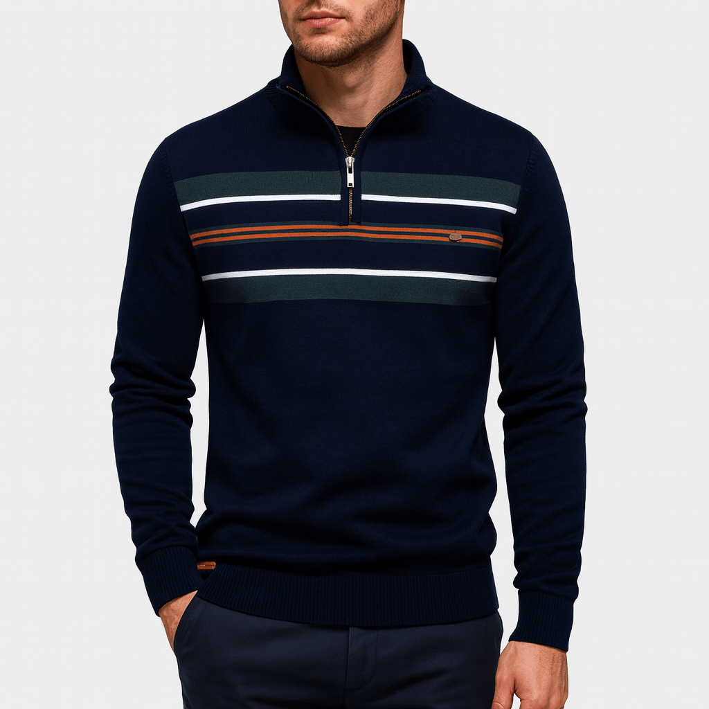 LUXEOUTFIT | Half-Zip Striped Jumper 3