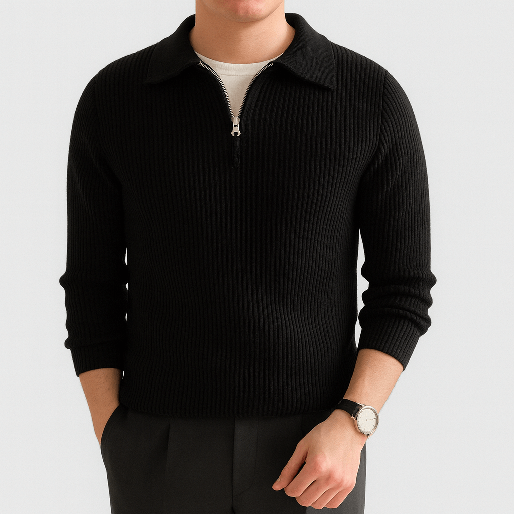 LUXEOUTFIT | Knitted Half-Zip Polo Sweater 0