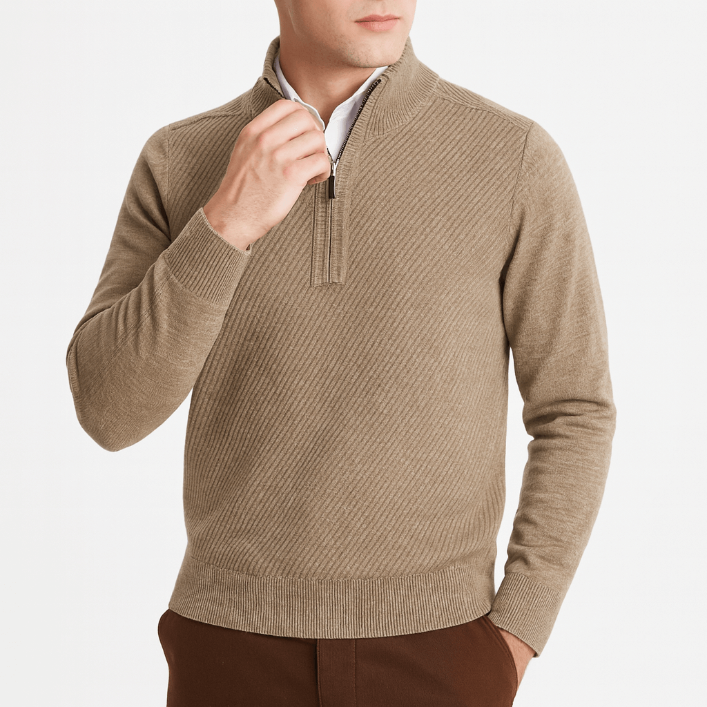 LUXEOUTFIT | Ribbed Half-Zip Sweater 0