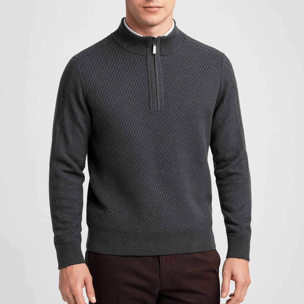 LUXEOUTFIT | Ribbed Half-Zip Sweater 2