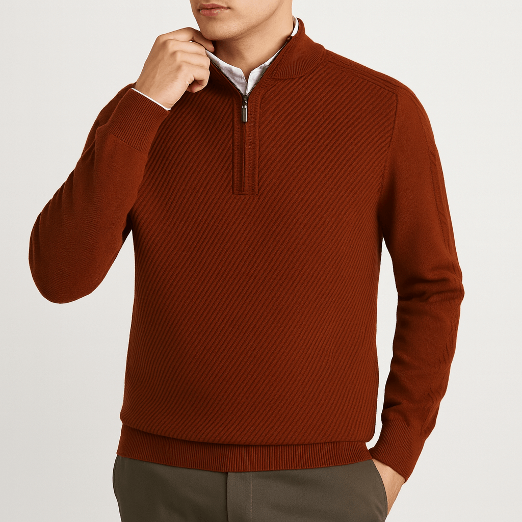 LUXEOUTFIT | Ribbed Half-Zip Sweater 3