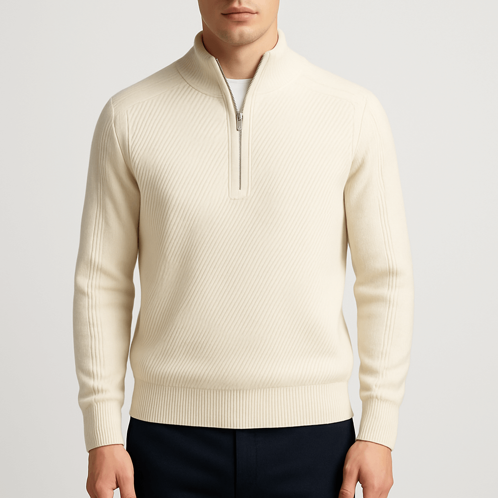 LUXEOUTFIT | Ribbed Half-Zip Sweater 4