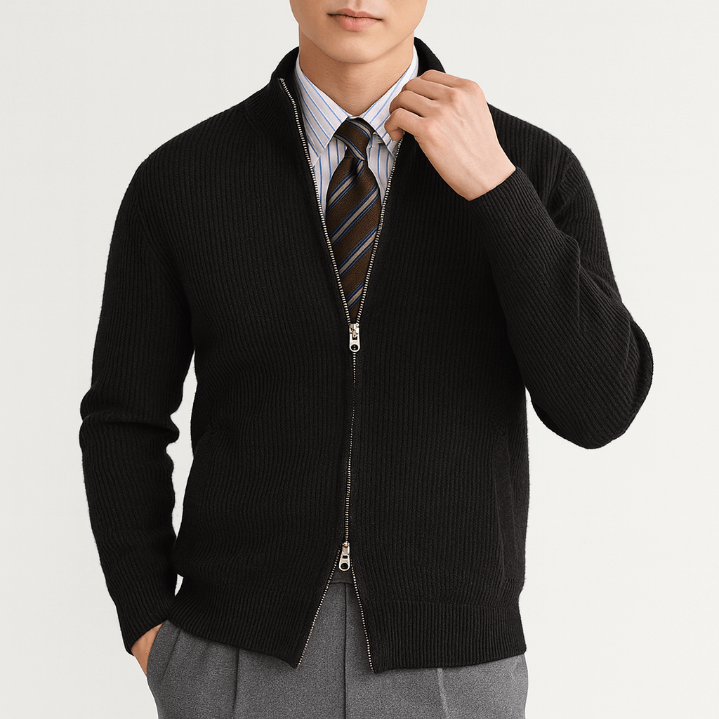 LUXEOUTFIT | Slim Fit Zip Cardigan 1